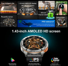 Load image into Gallery viewer, AK59 Smart Watch HD AMLOED Screen w/ health monitoring - Silver Steel Strap_1
