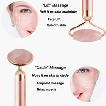 Load image into Gallery viewer, 3 in1 Electric Vibrating Natural Rose Quartz Jade Facial Roller_4
